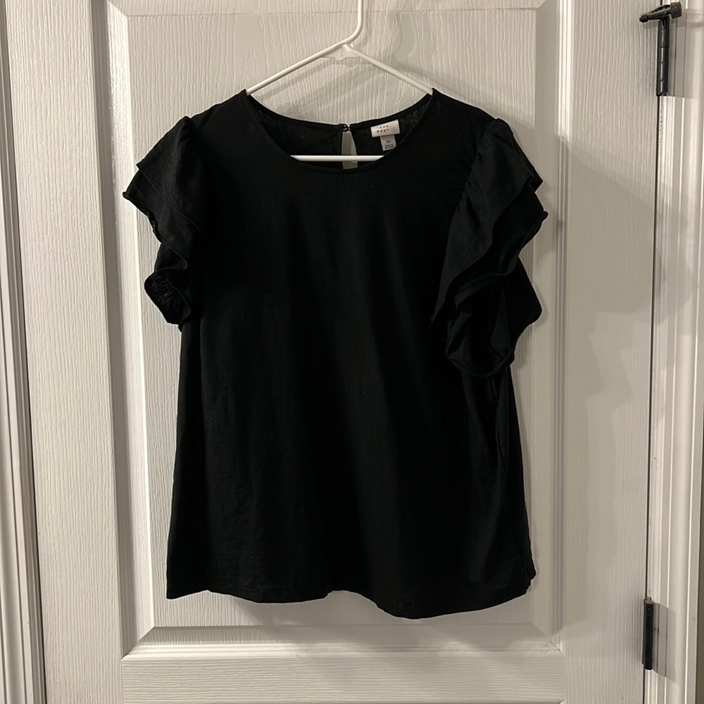 Black Ruffle Sleeve Top A New Day Size XL